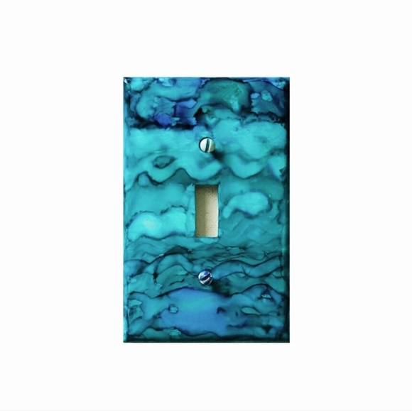 Hand Crafted Other - Hand Crafted Blue Abstract Design Single Toggle Light Switch Plate